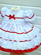 DREAM 0-5 years  baby girls lace and ribbon layers traditional frilly netted dress