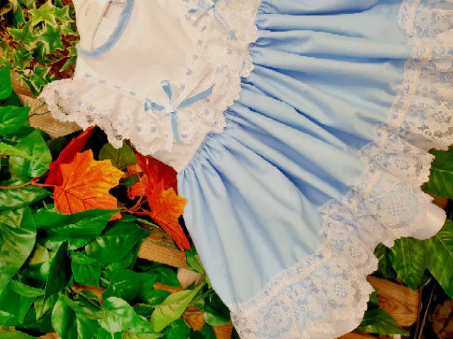 DREAM 0-8 years BABY GIRLS  blue hearts lined frilly puffball  dress