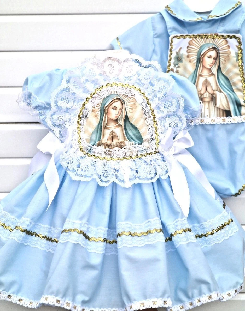 Dream baby girls 0-8 years Our Lady  holy day traditional puffball frilly dress