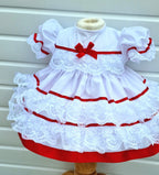 DREAM 0-5 years  baby girls lace and ribbon layers traditional frilly netted dress