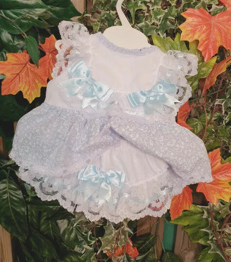 DREAM 0-5 YEARS BABY SUMMER BOWS TOP  KNICKERS ROMPER mint sky blue REBORN DOLLS