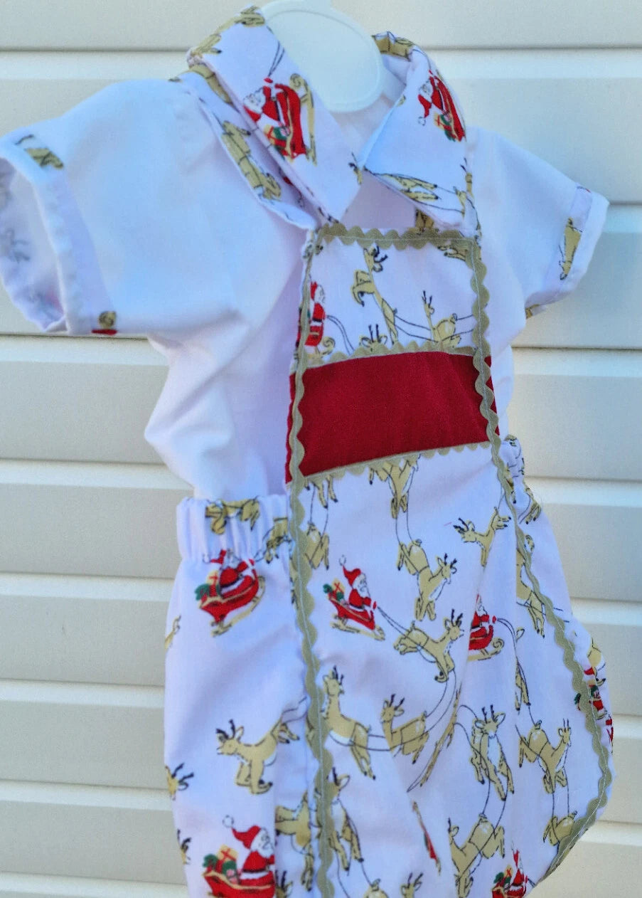 DREAM 0-6 years BABY BOYS xmas reindeer  traditional romany shirt and romper set