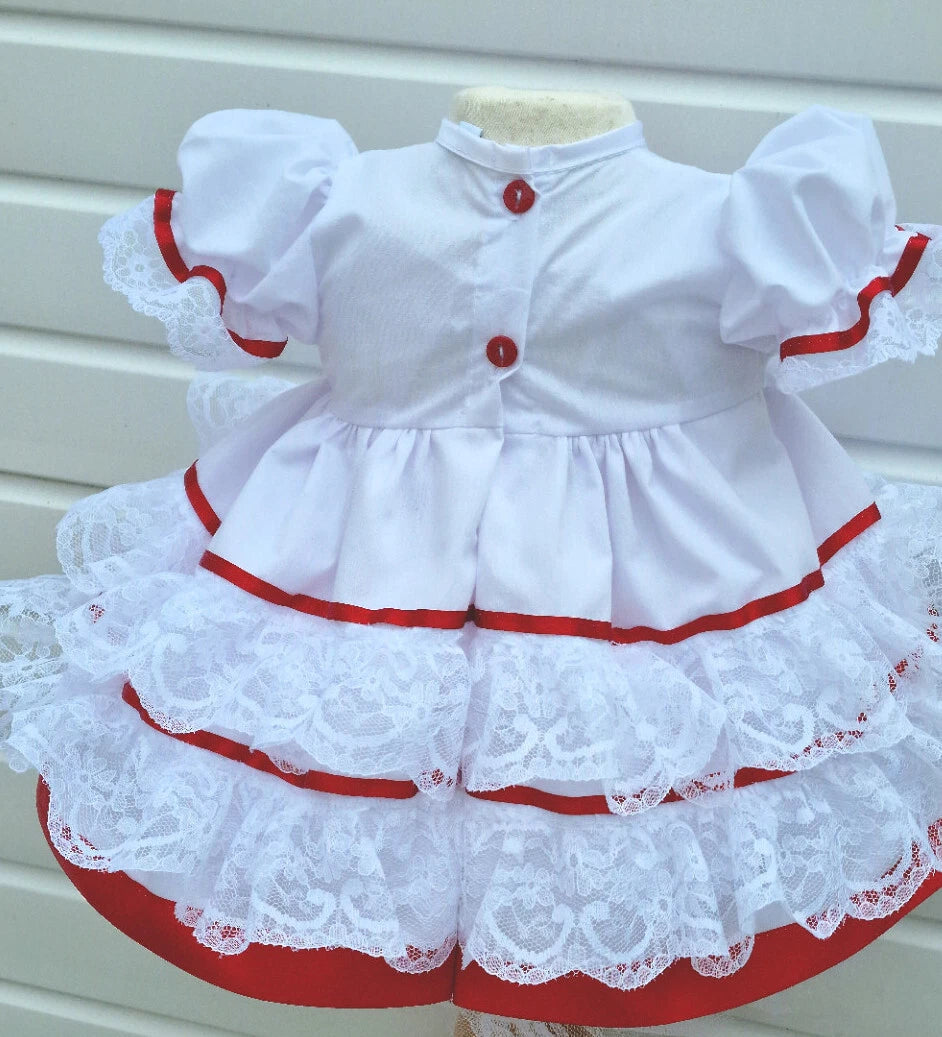 DREAM 0-5 years  baby girls lace and ribbon layers traditional frilly netted dress