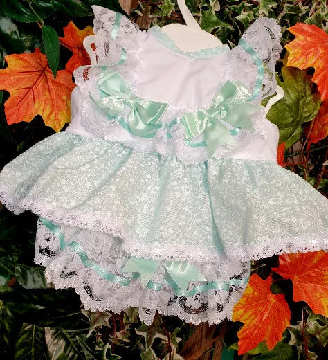 DREAM 0-5 YEARS BABY SUMMER BOWS TOP  KNICKERS ROMPER mint sky blue REBORN DOLLS