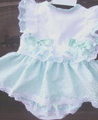 DREAM 0-5 YEARS BABY SUMMER BOWS TOP  KNICKERS ROMPER mint sky blue REBORN DOLLS