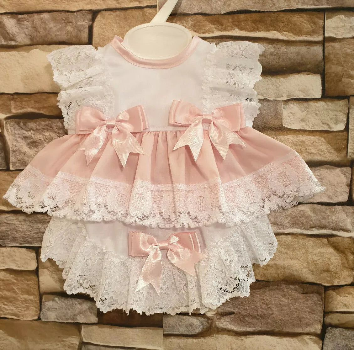 DREAM 0-5 YEARS BABY SUMMER BOWS TOP AND  KNICKERS SET 6 COLOURS OR REBORN DOLLS