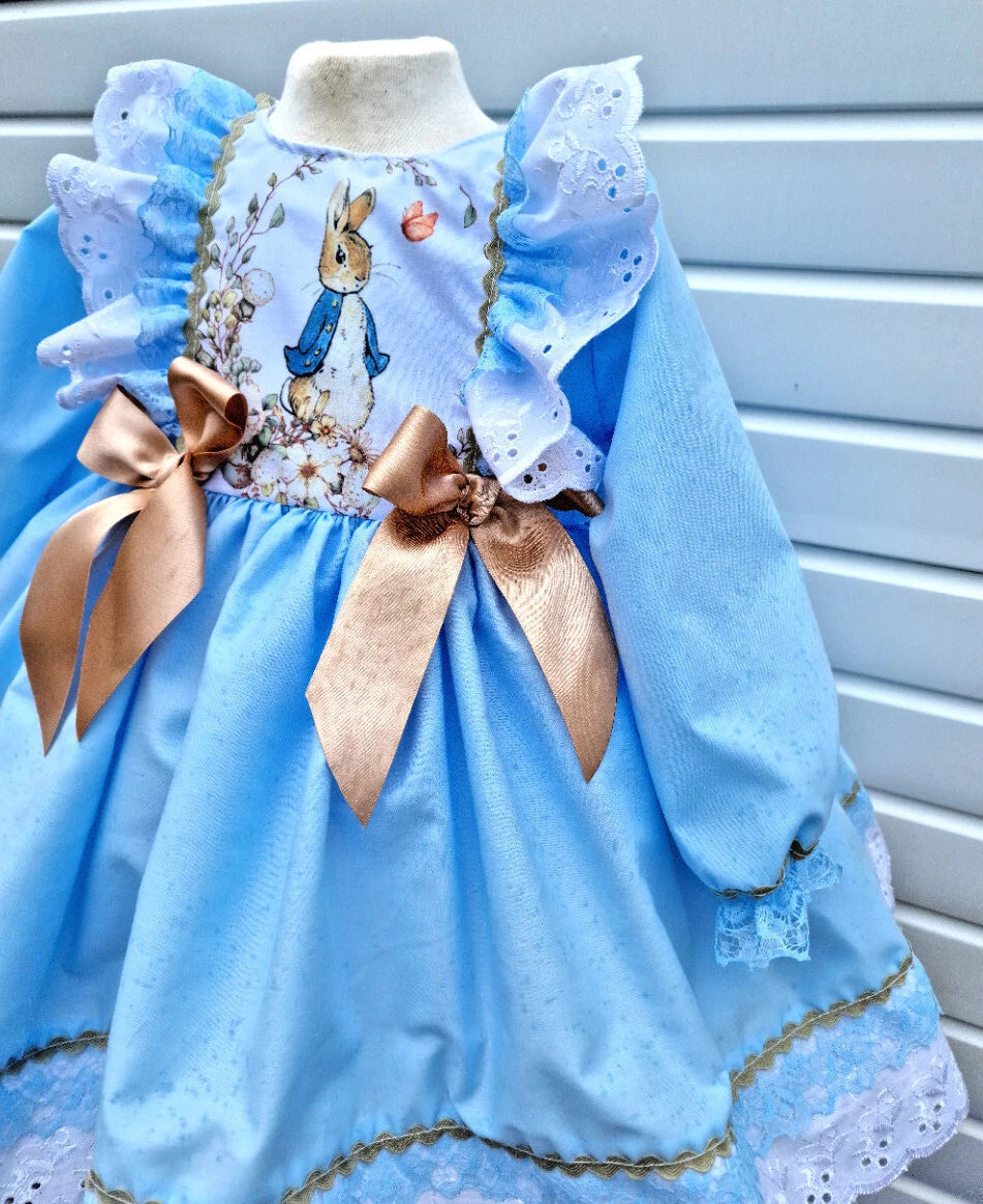 DREAM 0-8 years BABY GIRLS Peter Rabbit traditional romany twirly blue dress