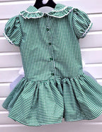 DREAM 0-8 years GIRLS  gingham school uniform drop waist lined dress 6 colours
