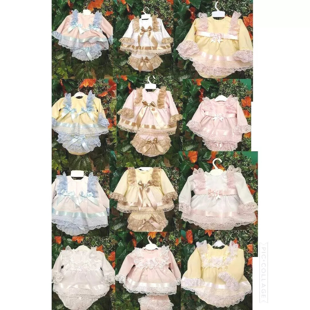 DREAM 0-5 YEARS BABY GIRLs SPANISH  TOP AND FRILLY BUM PANTS DRESS SET