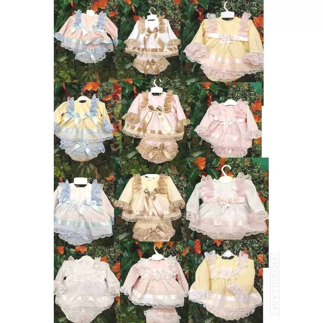 DREAM 0-5 YEARS BABY GIRLs SPANISH  TOP AND FRILLY BUM PANTS DRESS SET