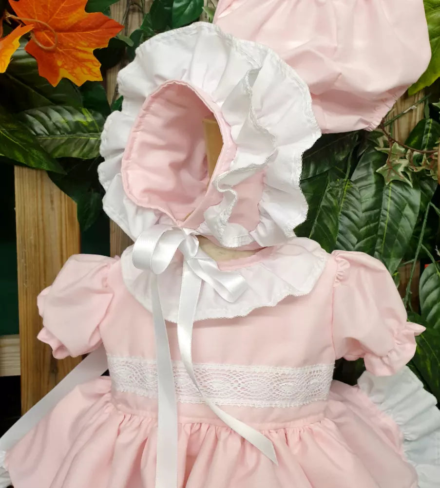 DREAM 0-7 years BABY GIRLS PINK OR RED WHITE short puffball dress pants bonnet