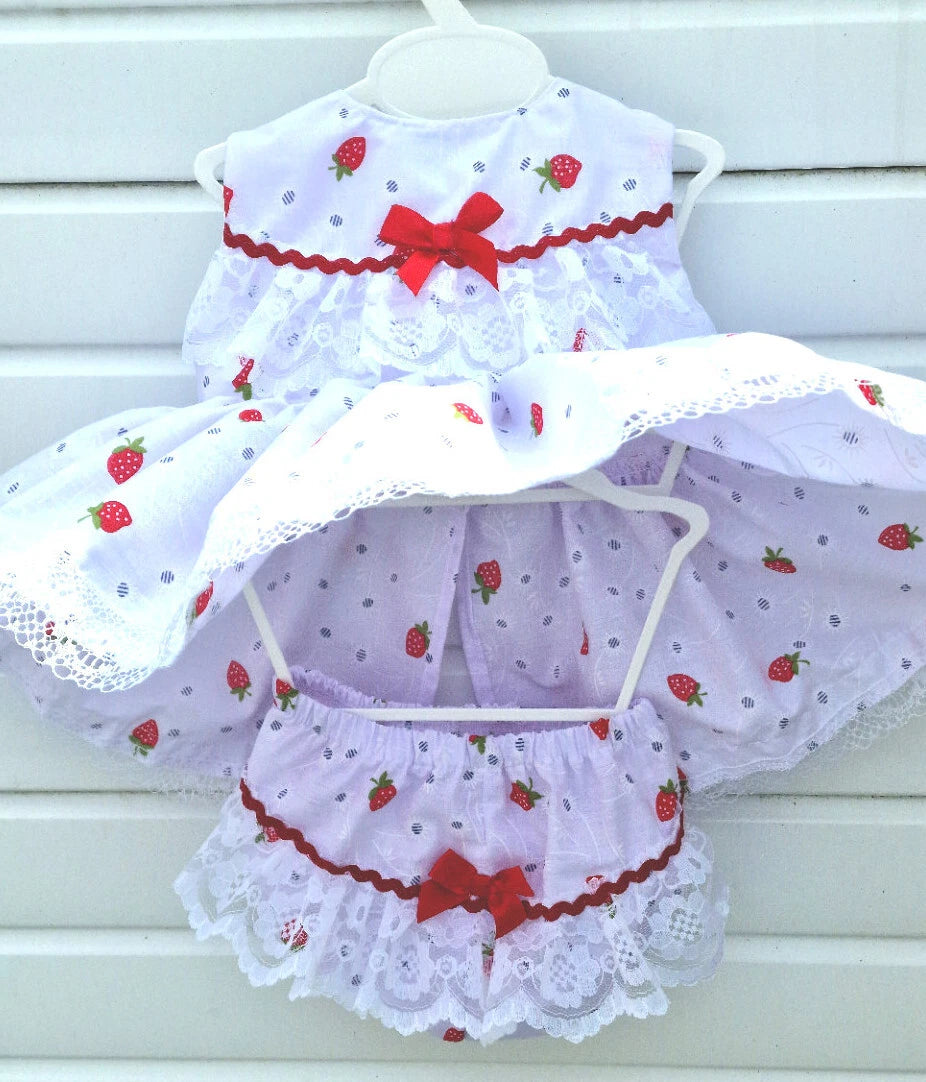 DREAM 0-8 YEARS baby girls Spanish summer Strawberries  frilled top and knickers