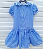 DREAM 0-8 years GIRLS  gingham school uniform drop waist lined dress 6 colours