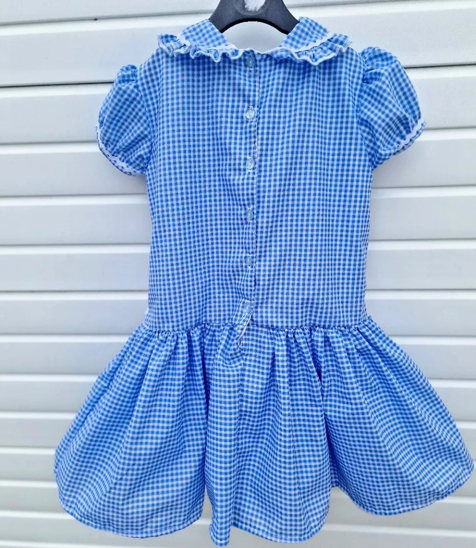 DREAM 0-8 years GIRLS  gingham school uniform drop waist lined dress 6 colours