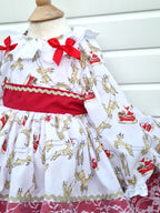 DREAM 0-8 years BABY GIRLS xmas reindeers santa traditional romany netted dress