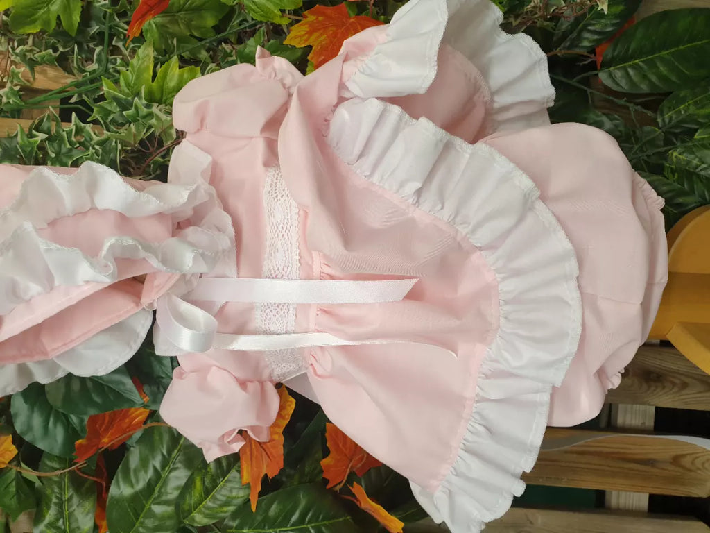 DREAM 0-7 years BABY GIRLS PINK OR RED WHITE short puffball dress pants bonnet
