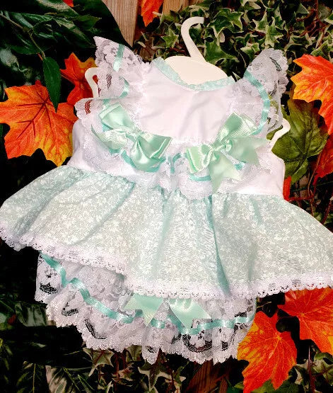 DREAM 0-5 YEARS BABY SUMMER BOWS TOP  KNICKERS ROMPER mint sky blue REBORN DOLLS