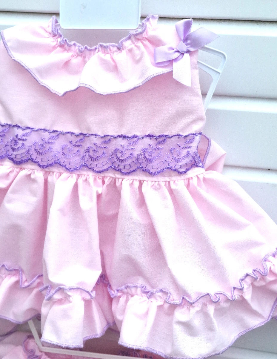 DREAM 0-8 YEARS baby girls  Spanish tie belt long top and full frilled knickers