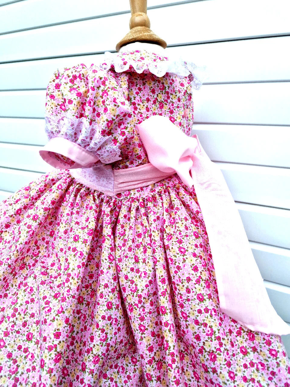 Dream 0-8 years baby girls Pinks Tiny Floral Lined twirly lined dress  tie belt