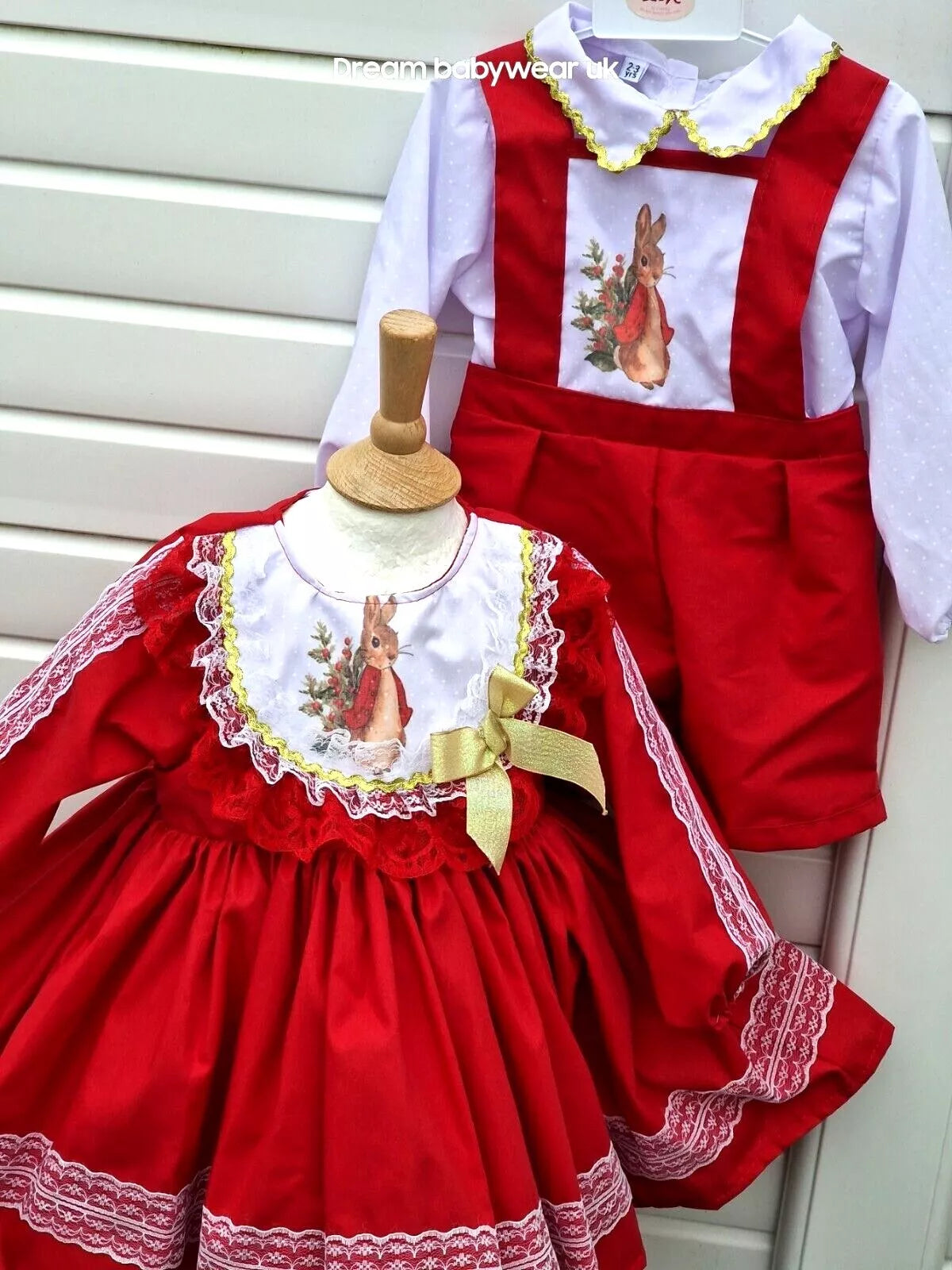 DREAM 0-8 years BABY GIRLS Red gold Peter Rabbit traditional romany twirly dress