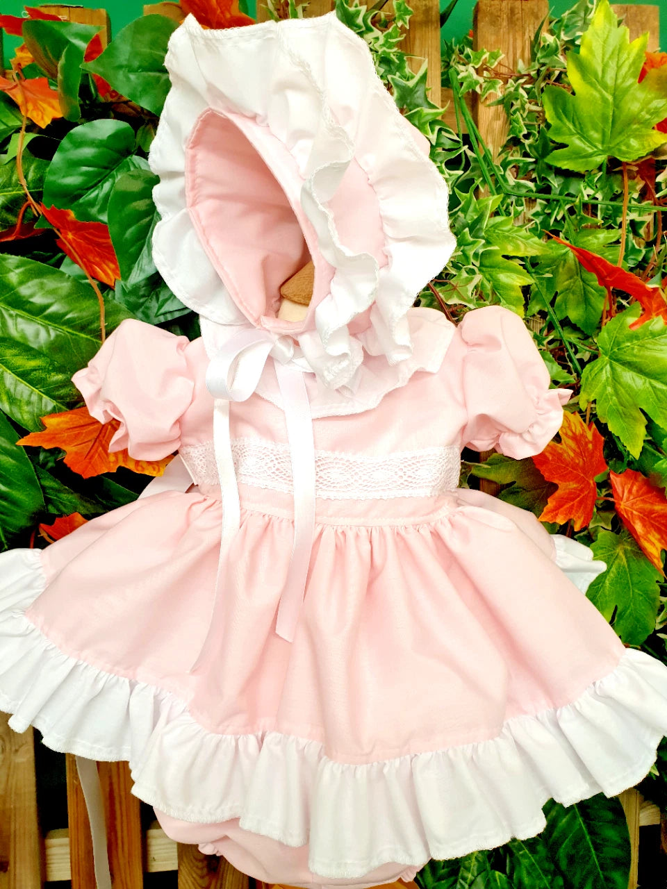 DREAM 0-7 years BABY GIRLS PINK OR RED WHITE short puffball dress pants bonnet