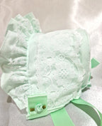 DREAM BABY GIRLS 0- 5 YEARS summer Romany cotton lace and roses frill bonnet hat