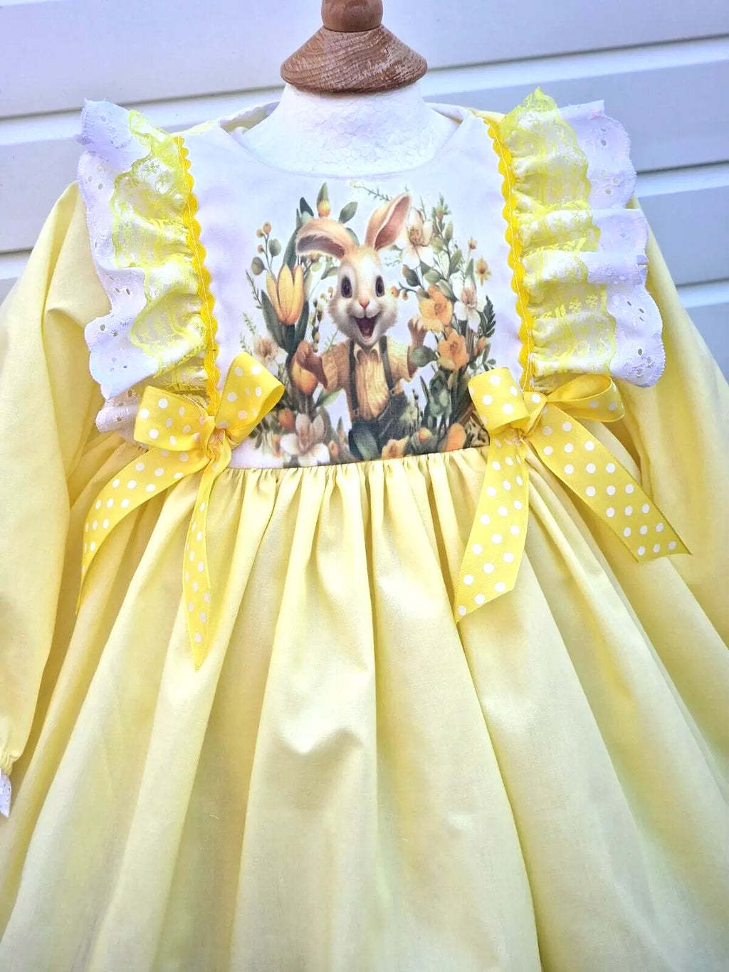 DREAM 0-8 years BABY GIRLS Easter Rabbit traditional romany twirly lemon dress