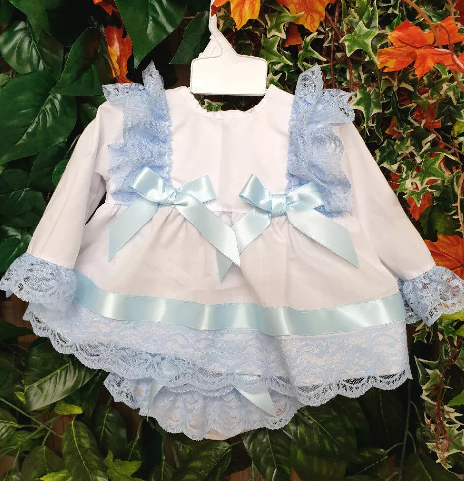 DREAM 0-5 YEARS BABY GIRLs SPANISH  TOP AND FRILLY BUM PANTS DRESS SET
