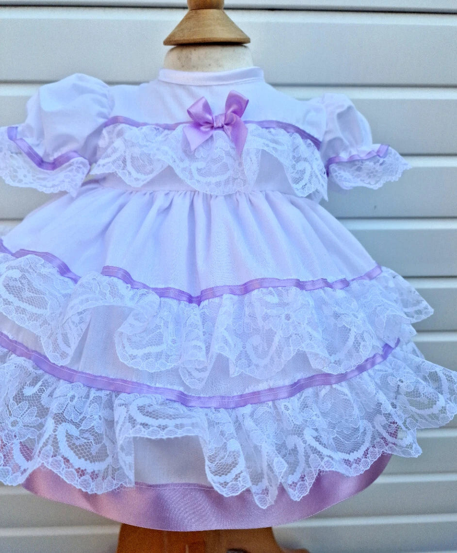 DREAM 0-5 years  baby girls lace and ribbon layers traditional frilly netted dress