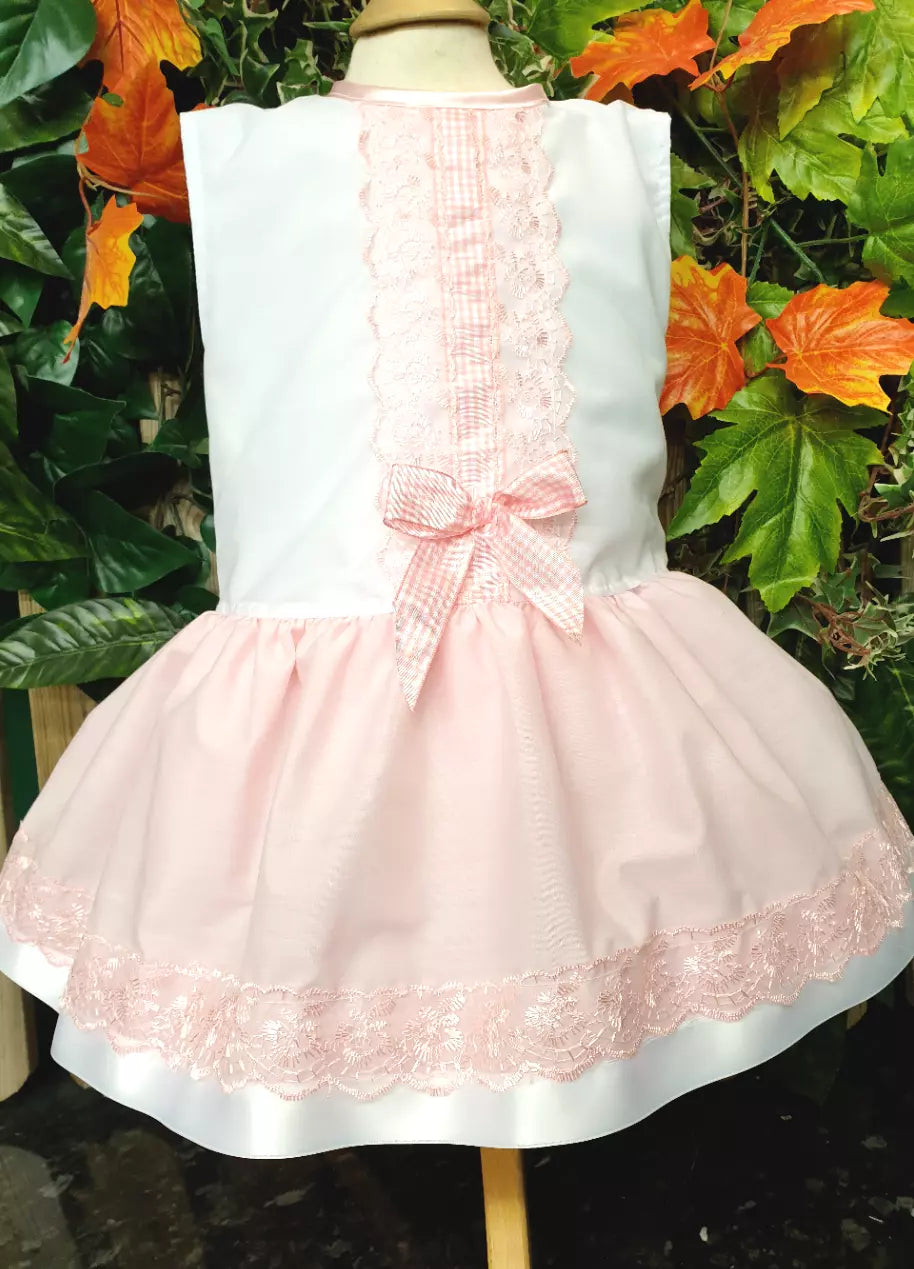 DREAM 0-8 years GIRLS SPANISH ROMANY SUMMER  WHITE PINK TULLE  LINED DRESS