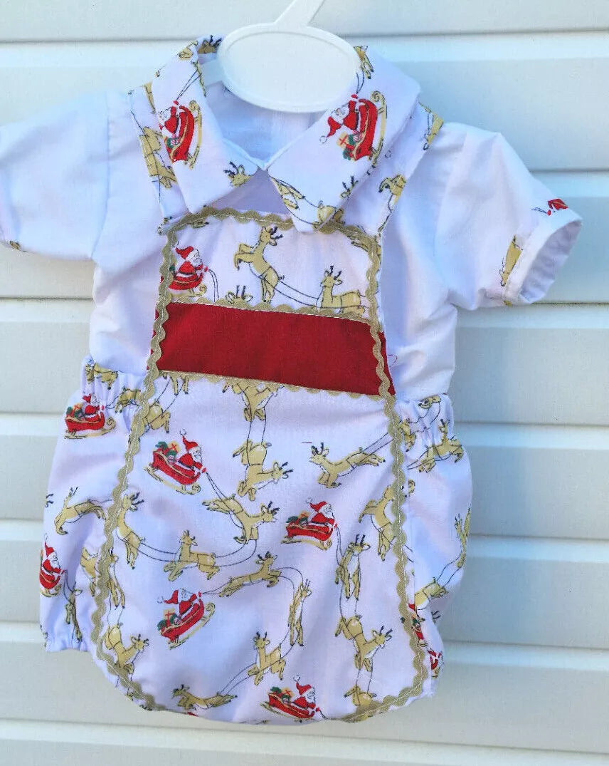 DREAM 0-6 years BABY BOYS xmas reindeer  traditional romany shirt and romper set