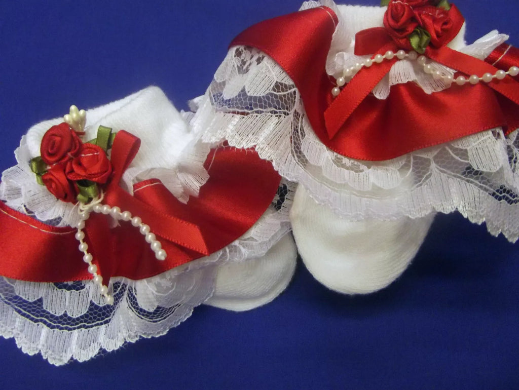 DREAM GIRLS ROMANY RIBBON  ROSES COLOURS FRILLY SOCKS ALL SIZES OR REBORN DOLLS