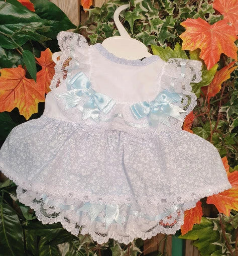 DREAM 0-5 YEARS BABY SUMMER BOWS TOP  KNICKERS ROMPER mint sky blue REBORN DOLLS
