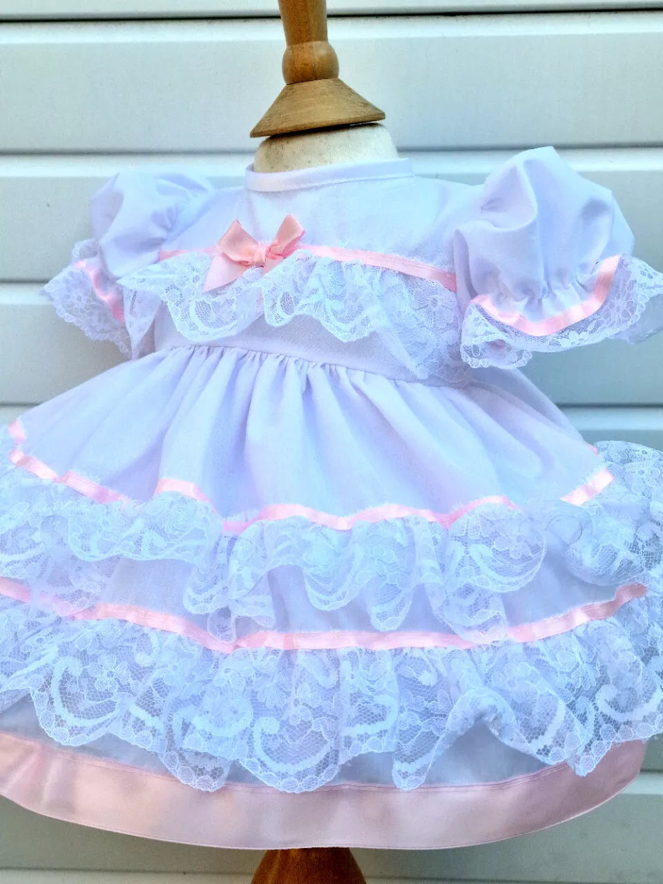 DREAM 0-5 years  baby girls lace and ribbon layers traditional frilly netted dress