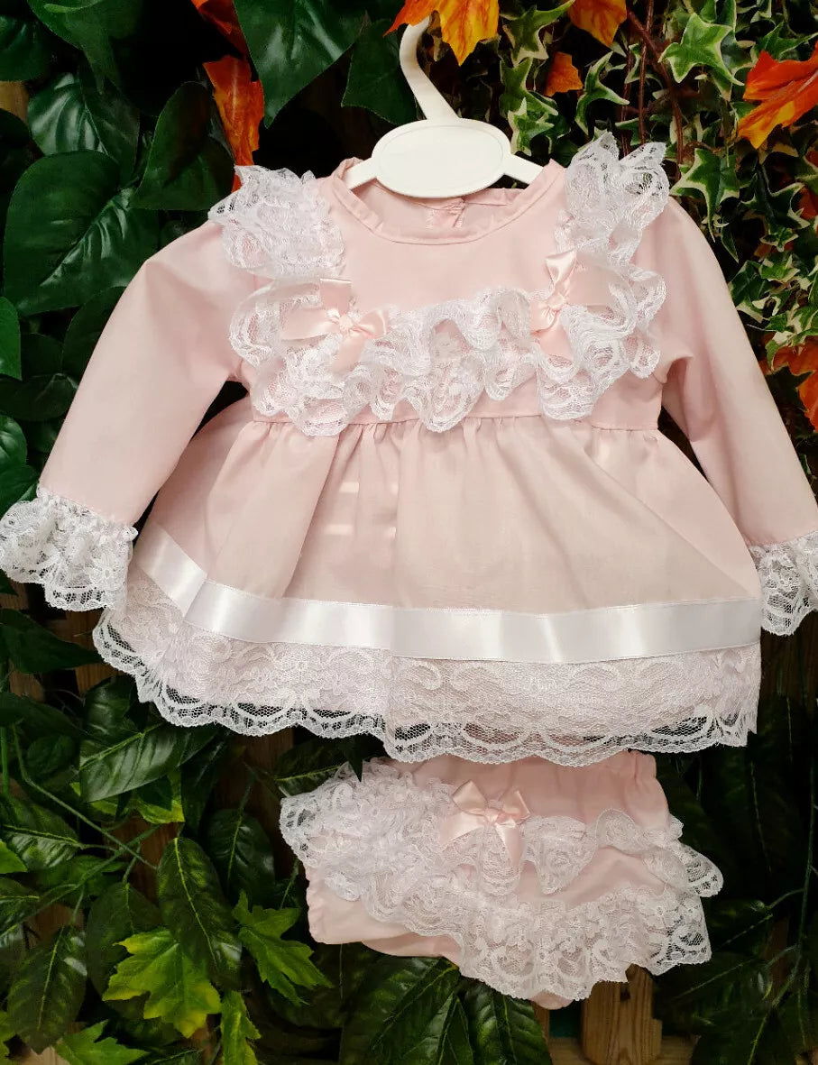 DREAM 0-5 YEARS BABY GIRLs SPANISH  TOP AND FRILLY BUM PANTS DRESS SET