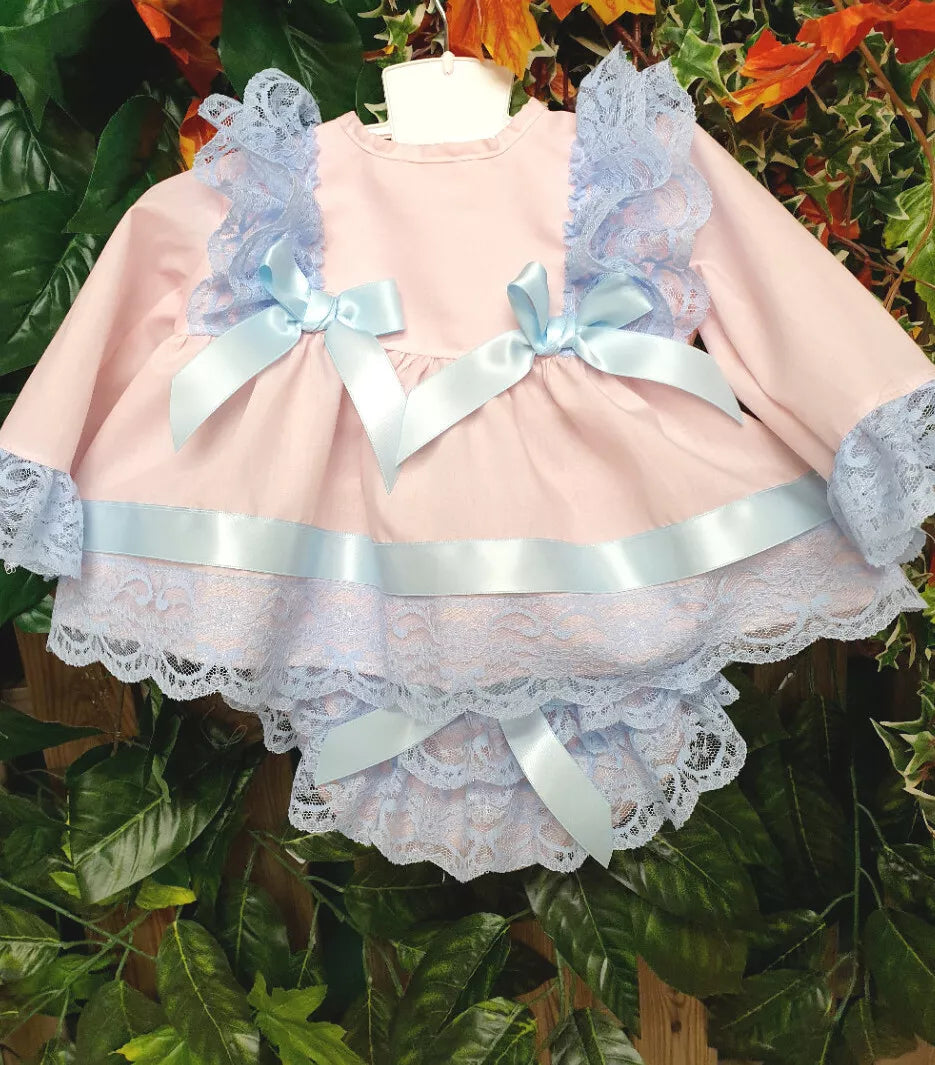 DREAM 0-5 YEARS BABY GIRLs SPANISH  TOP AND FRILLY BUM PANTS DRESS SET