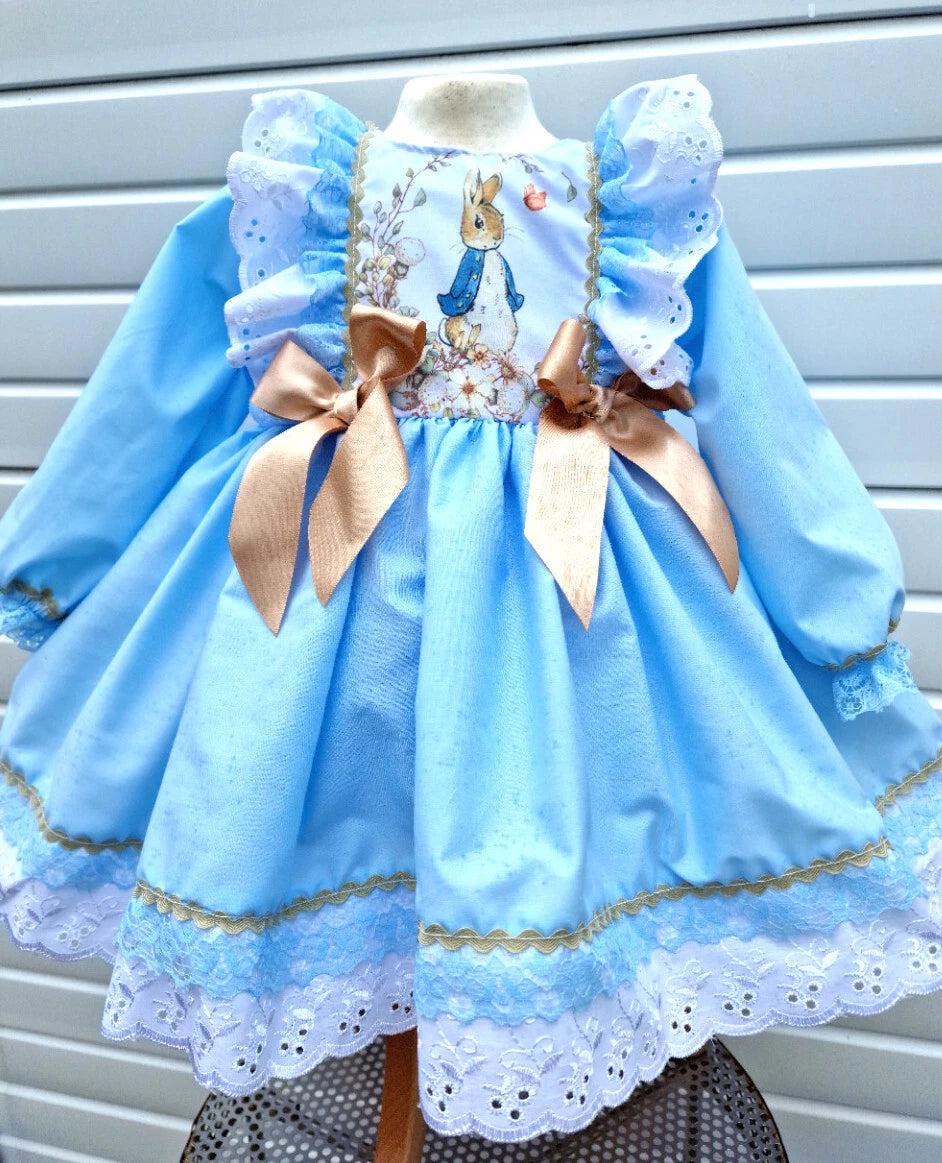 DREAM 0-8 years BABY GIRLS Peter Rabbit traditional romany twirly blue dress