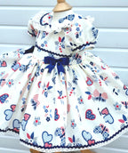 DREAM 0-8 years BABY GIRLS cream navy red hearts traditional romany twirly dress