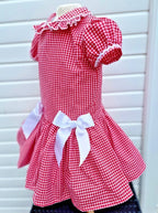 DREAM 0-8 years GIRLS  gingham school uniform drop waist lined dress 6 colours