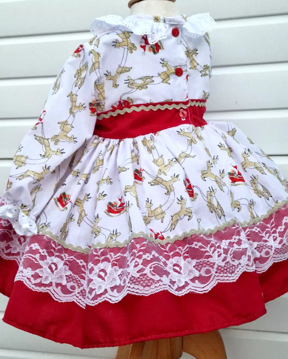 DREAM 0-8 years BABY GIRLS xmas reindeers santa traditional romany netted dress