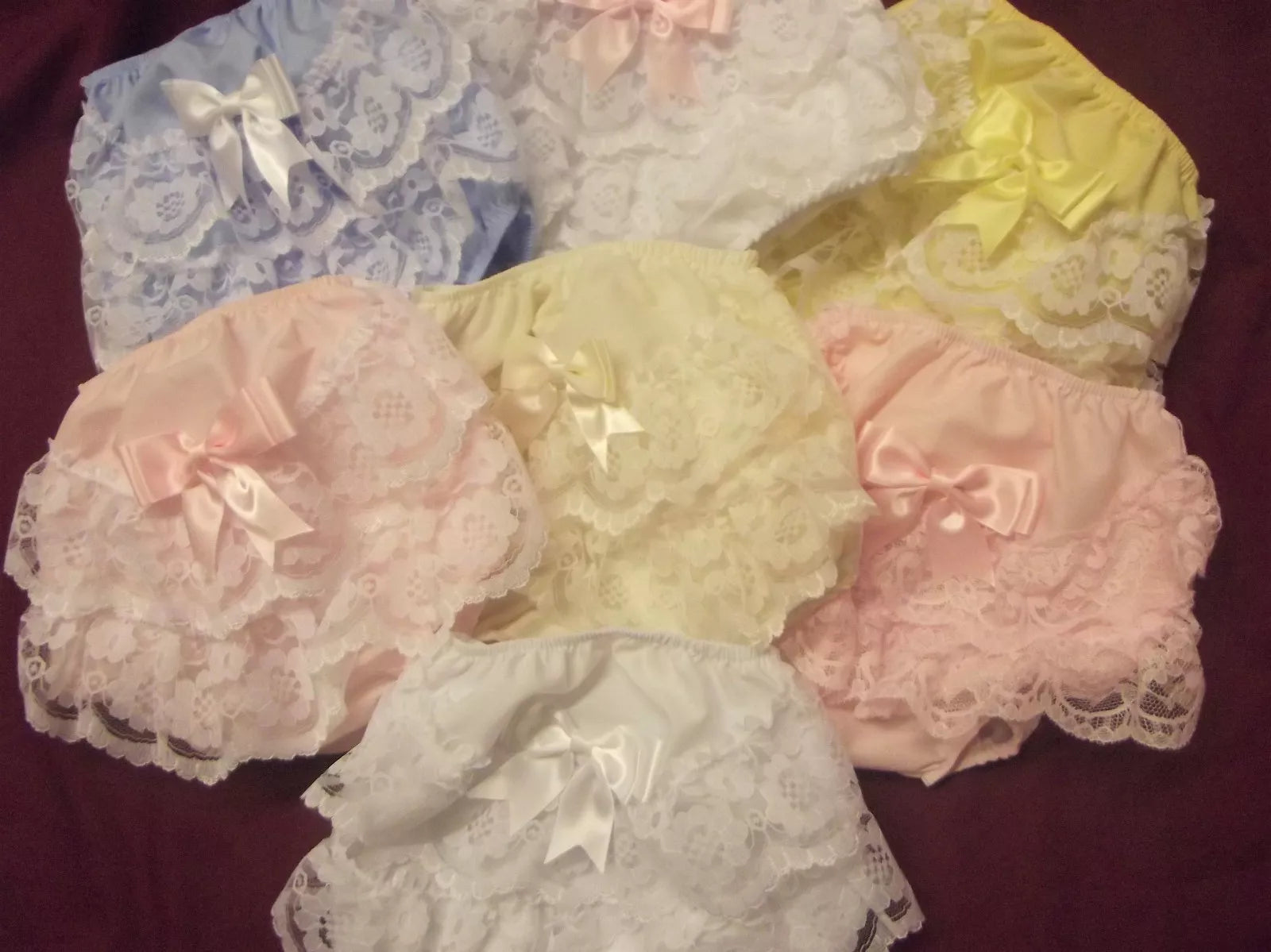 DREAM 0-5 YEARS GIRLS ROMANY FRILLY KNICKERS WHITE PINK LEMON BLUE CREAM REBORN