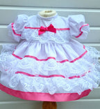 DREAM 0-5 years  baby girls lace and ribbon layers traditional frilly netted dress