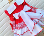 DREAM 0-8 years BABY GIRL Red Xmas puffball layered Romany Spanish frilly dress
