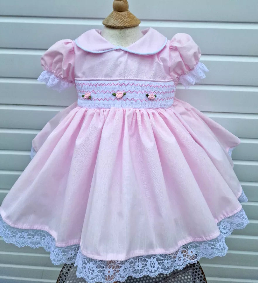 DREAM 0-8 years BABY GIRLS  traditional smocked  twirly dress various colours