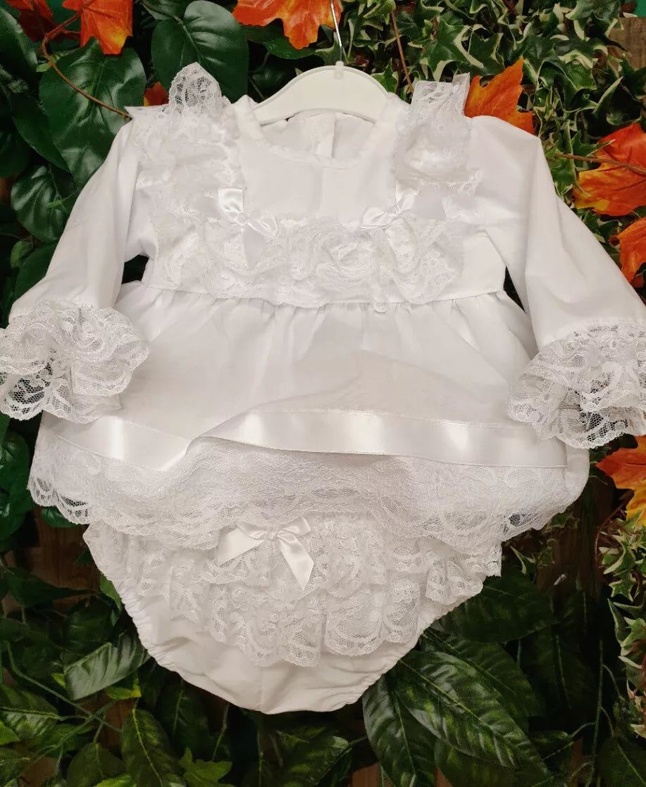 DREAM 0-5 YEARS BABY GIRLs SPANISH  TOP AND FRILLY BUM PANTS DRESS SET