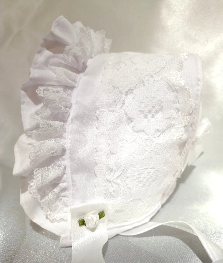 DREAM BABY GIRLS 0- 5 YEARS summer Romany cotton lace and roses frill bonnet hat