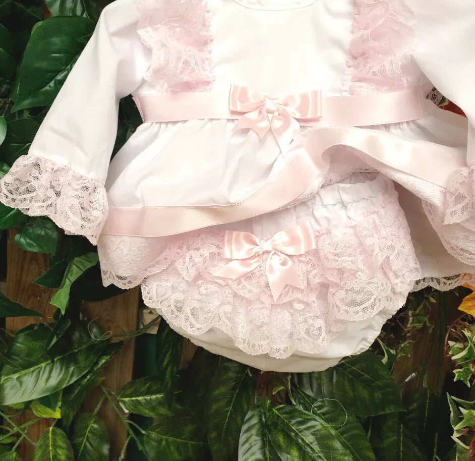 DREAM 0-5 YEARS BABY GIRLs SPANISH  TOP AND FRILLY BUM PANTS DRESS SET