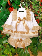DREAM 0-5 YEARS BABY GIRLs SPANISH  TOP AND FRILLY BUM PANTS DRESS SET