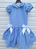 DREAM 0-8 years GIRLS  gingham school uniform drop waist lined dress 6 colours