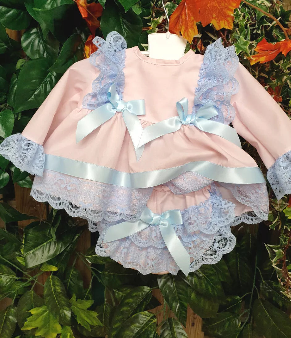 DREAM 0-5 YEARS BABY GIRLs SPANISH  TOP AND FRILLY BUM PANTS DRESS SET